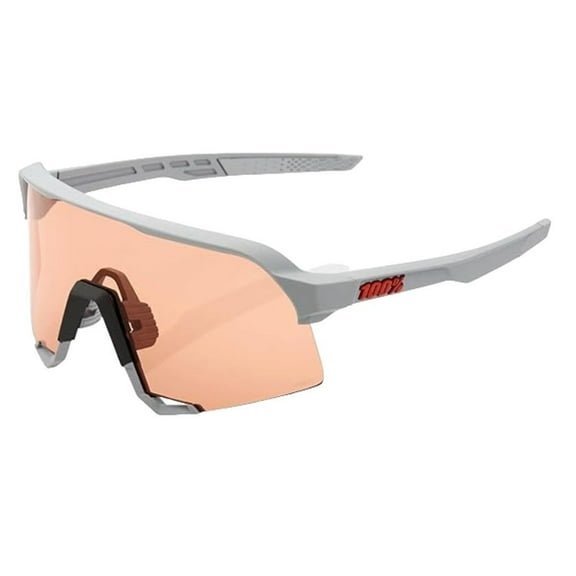 100 Percent S3 Sport Performance Sunglasses Sport and Cycling Eyewear with Ultra-Light, Flexible TR90 Frame Material (Soft Tact Stone Gray HiPER Coral Lens)