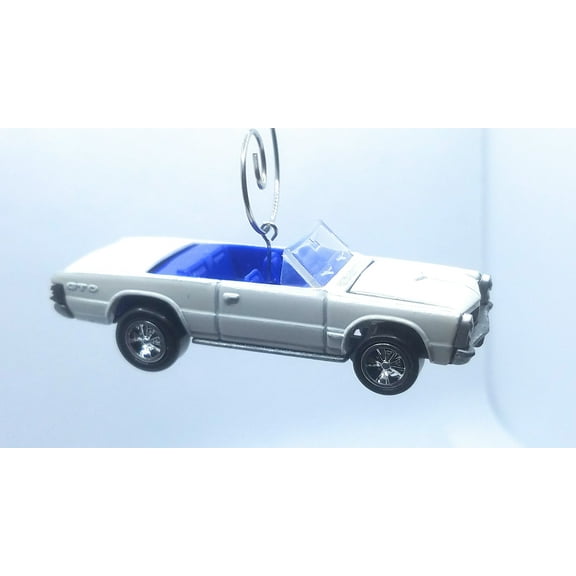 Christmas Ornament for 1965 Pontiac GTO Convertible White Blue