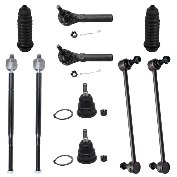 Detroit Axle - Front 10pc Suspension Kit for Chrysler Town & Country Dodge Grand Caravan VW Routan, Inner and Outer Tie Rod Ends Sway Bars Lower Ball Joints Boots Replacement