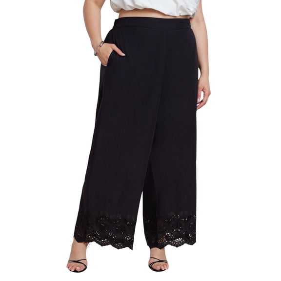 ELOQUII Women's Plus Size Embroidered Eyelet Pant