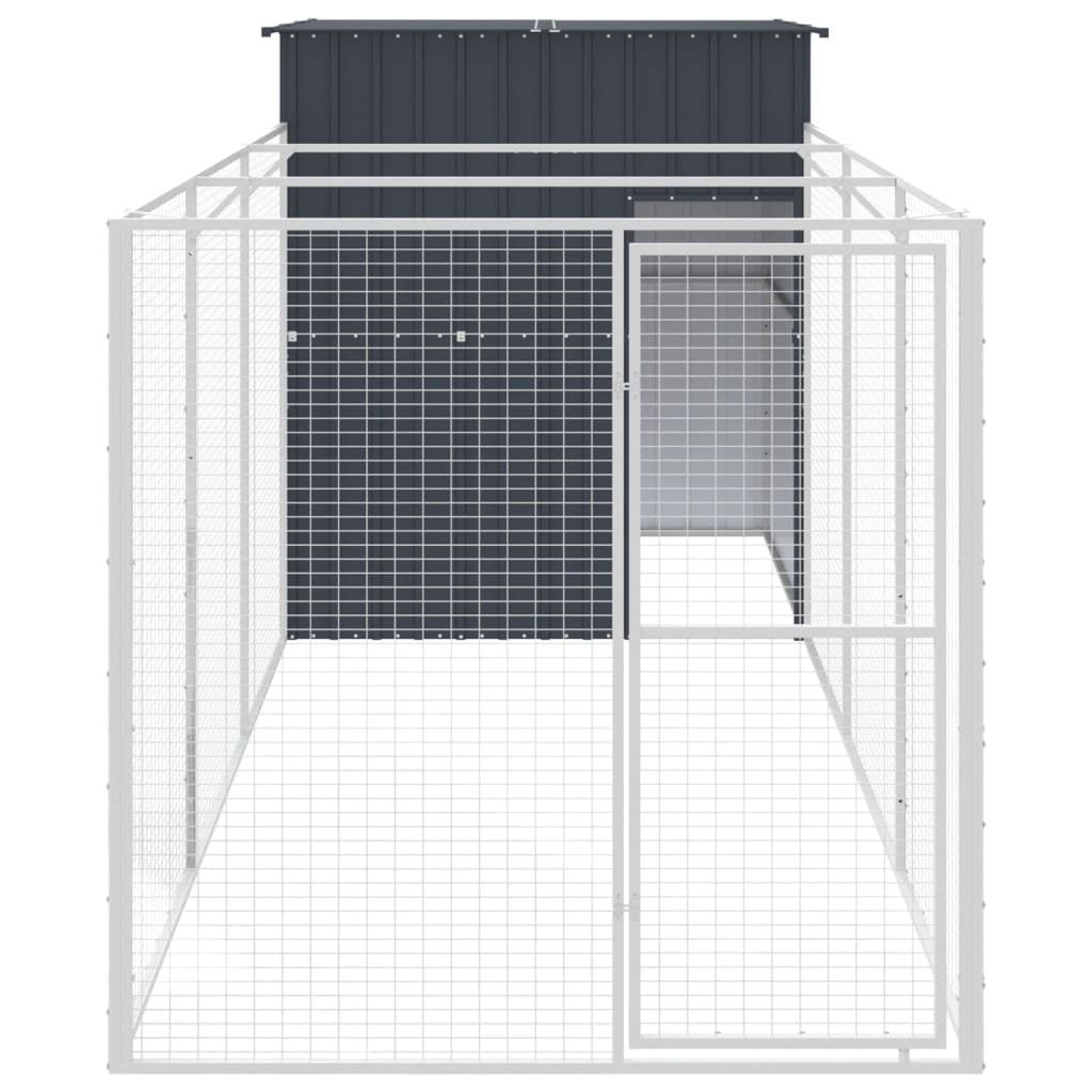 vidaXL Galvanized Steel Outdoor Dog Kennel Shelter with Run Waterproof