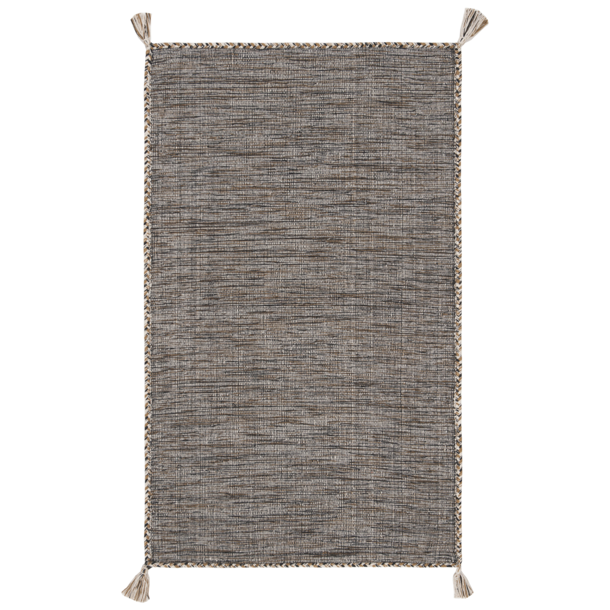 SAFAVIEH Montauk Bijar Jace Solid Soft Braided Cotton Runner Rug, Beige/Black, 2'3" x 7'