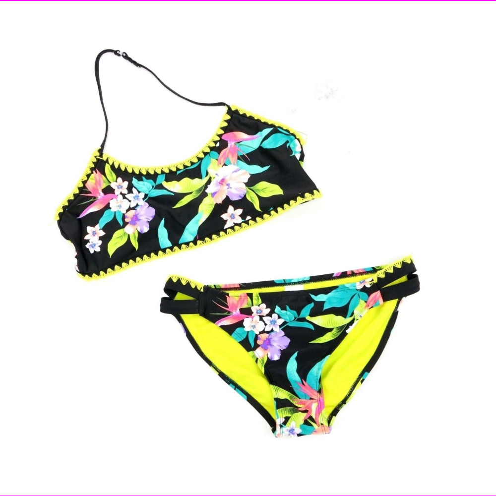 Gossip Girl Girls' 2 Pieces Halter Top Bikini Set Swimwear 7/Black