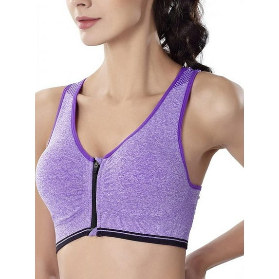Daboom Women's Active Bras - Front Zipper Sports Breathable Sports Top High Support Fitness Gym Yoga Active Underwear