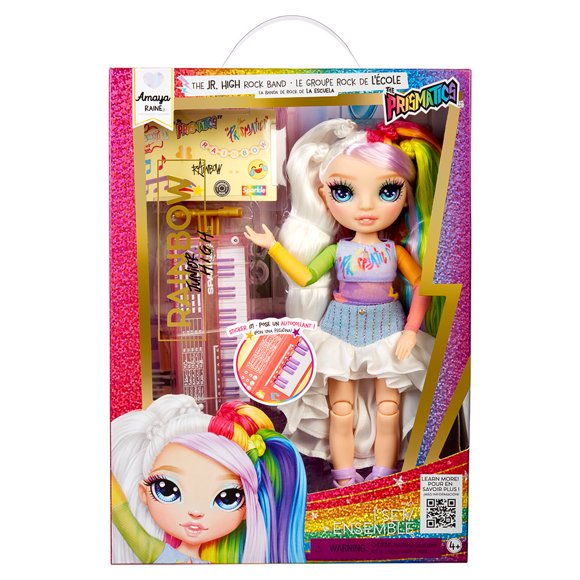 Groupe rock Rainbow High Jr High - Amaya, poupée-mannequin aux couleurs de l’arc-en-ciel de 9 po (23 cm) avec clavier et autocollants