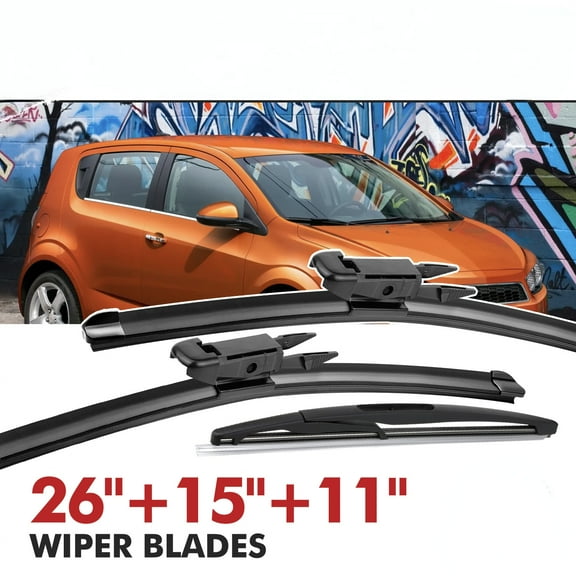 MODIGT Windshield Wiper Blades Pinch Tab 26" 15" 11" for 2012-2019 Chevrolet Aveo, 2012-2019 Chevrolet Sonic, 2011-2017 Holden Barina