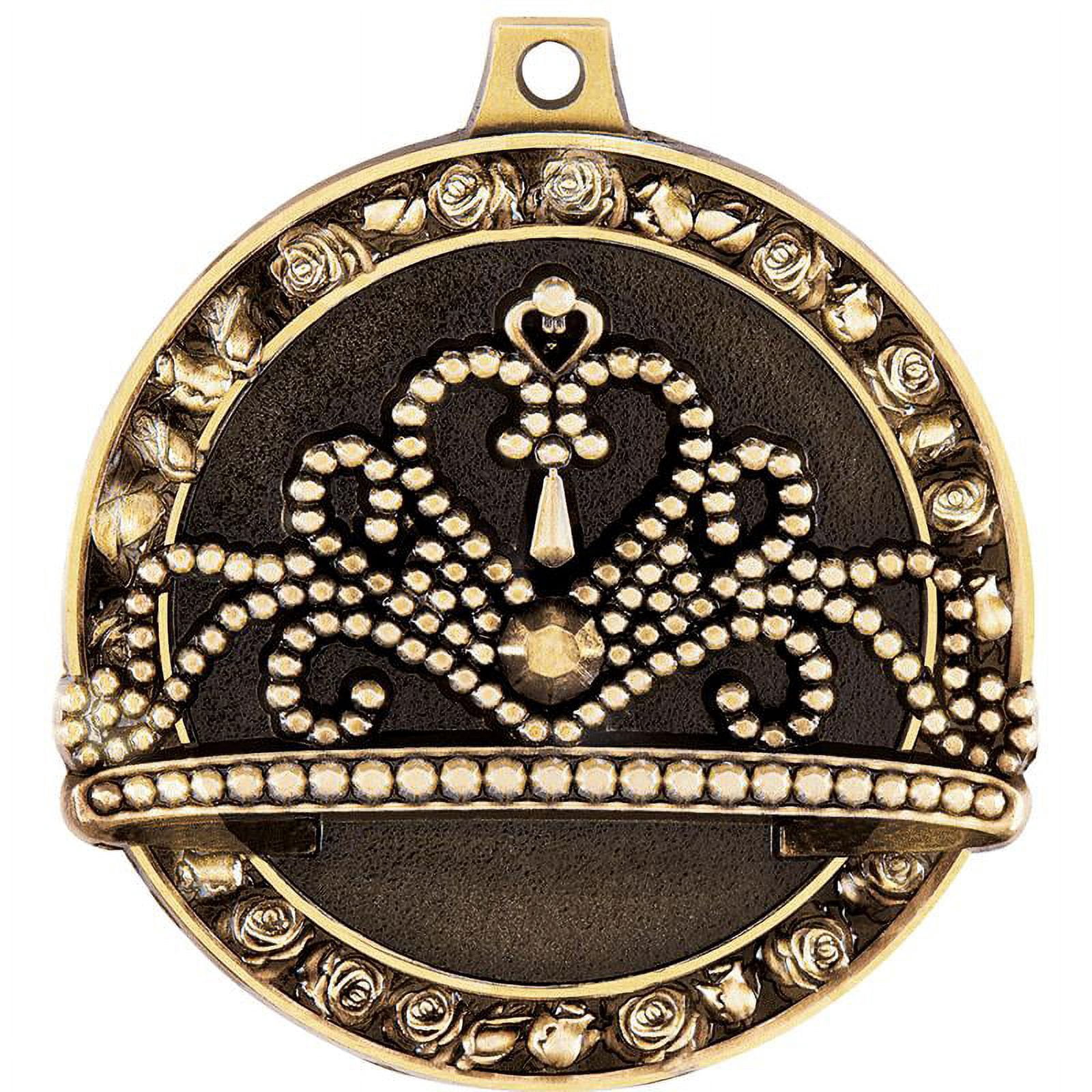 Beauty Tiara Medals, 2" Gold Diecast Beauty Tiara Medal Award 10 Pack