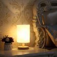 thumbnail image 2 of yeacher Lampe de Table USB Lampe de Chevet en Bois Lampe de Nuit Moderne Luminosité Réglable Réglage de l'Heure avec Abat-Jour Rond en Tissu pour Chambre Salon Bureau 6 Perles de Lampe, 2 of 8