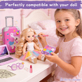thumbnail image 3 of Caunedy 27 Pcs 18 inch Doll Suitcase Travel Luggage Play Accessories,Unicorn Luggage,Sunglasses,Computer,Phone,Ipad,Passport,Plane Ticket and Makeup Playset for Kids Ages 3-12 Girls Gifts, 3 of 8
