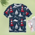thumbnail image 4 of Lighthouse Sailboats Navy Women's Short Sleeve Tops Casual Blouses T Shirt, 4 of 7