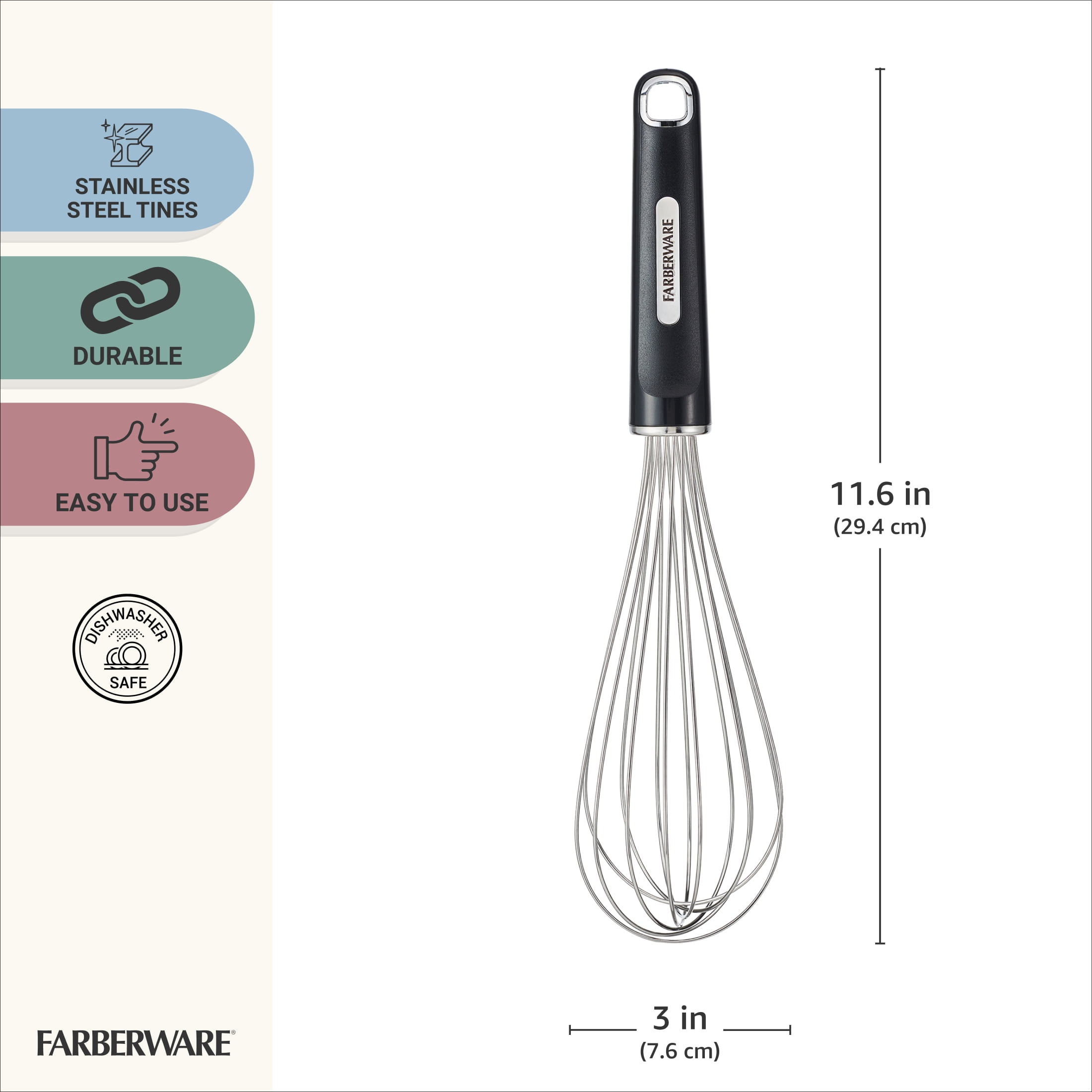 Farberware Professional Stainless Steel Whisk Black