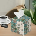 thumbnail image 2 of ZIATUBLE Boho Mandala Flower Square Tissue Box Cover Hummingbird Leather Tissue Holder for Car Waterproof Facial Napkin Box Holders Routing Facial Paper Organizer Dispenser, 2 of 7
