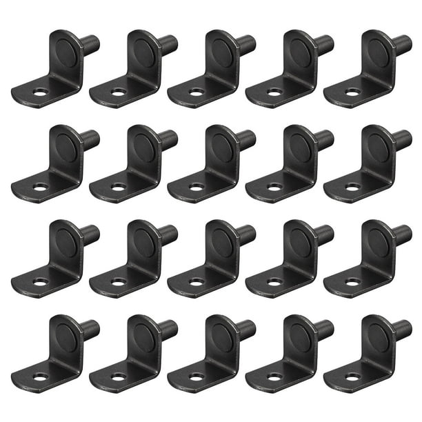 Soportes de estante, paquete de 80, pines de soporte en forma de L de 5mm (1/5"), negros
