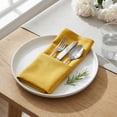 thumbnail image 4 of REGALWOVEN Set of 6 Cloth Napkins, Polyester Washable and Reusable Table Dinner Napkins for Home, Restaurant, Weddings and Event Yellow 16x16inch, 4 of 6