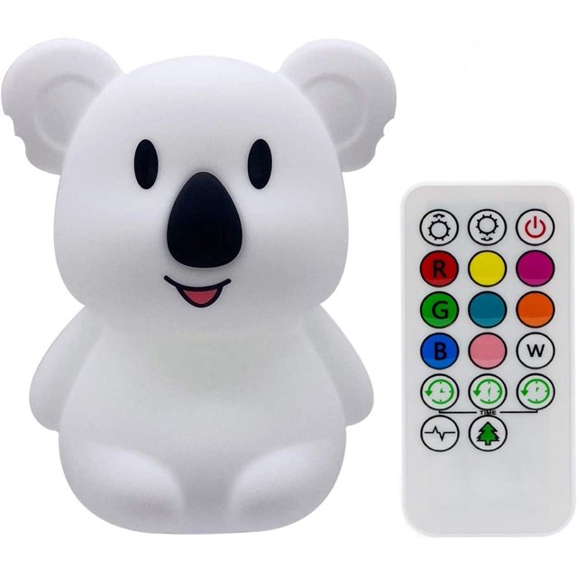 Luz nocturna Koala grande brillar lámpara de noche LED recargable 10 colores
