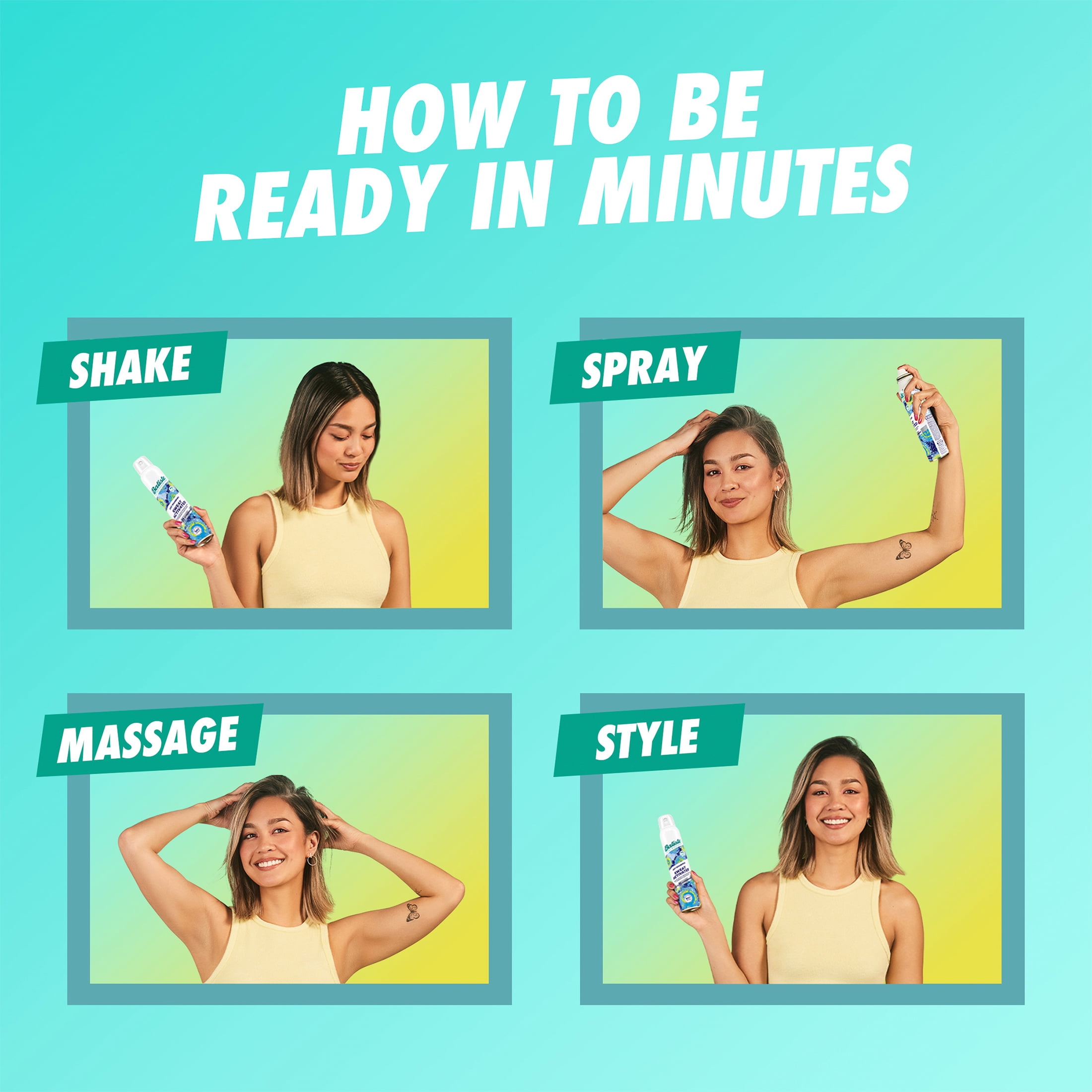 Batiste Brunette Dry Shampoo Spray, Brown & Auburn Hair, Refresh Hair and Absorb Oil Between Washes, 200 ml