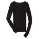 thumbnail image 1 of Aeropostale - Playera básica acanalada Seriously Soft para mujer, color negro, pequeño Aeropostale Camiseta básica, 1 of 2