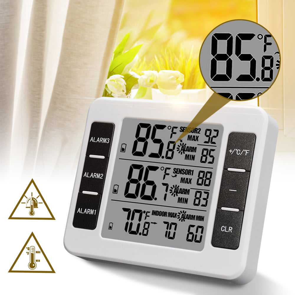 Digital Wireless Weather Station with Indoor Outdoor Thermometer Hygrometer Digital Sauna Temperature Alarm Clock 4 Transmitters Color Three transmitters