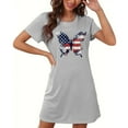 thumbnail image 5 of Aobny Night Gowns Women Lightweight Patriotic Short Sleep Dresses Short Sleeve Gray Women's Loungewear Sets,L, 5 of 5