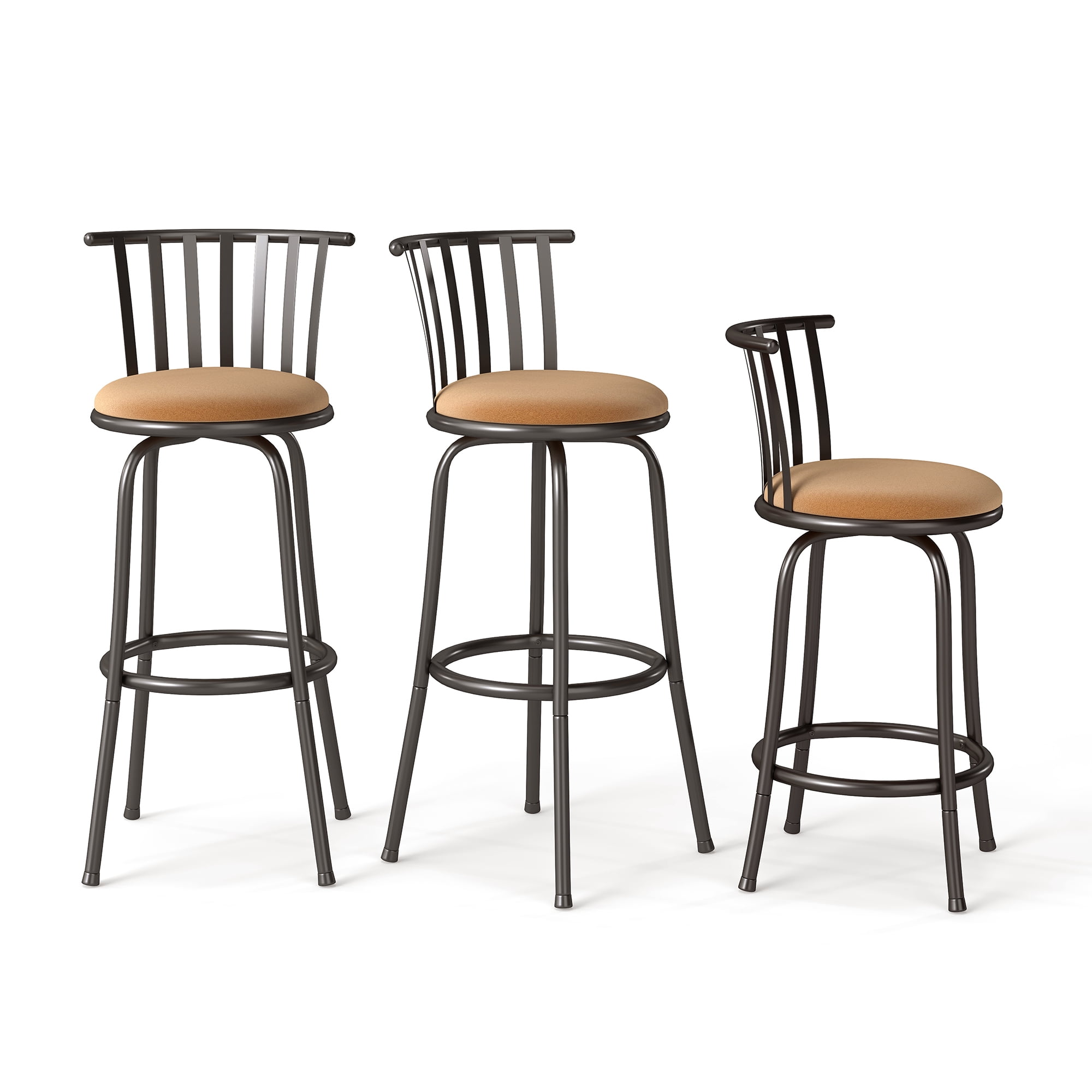Homy Casa Adjustable Swivel Bar Stool, 24" or 29" Counter Stools for Kitchen Island Pub, Brown