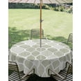 thumbnail image 3 of Outdoor Tablecloth with Umbrella Hole Zipper Sage Green Geometric Round Tablecloth 60" Waterproof Outside Table Cloth Moroccan Chic Abstract Plaid Art Patio Table Cover Tablecloths for Picnic Party, 3 of 8