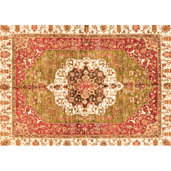 Ahgly Company Indoor Rectangle Abstract Orange Modern Area Rugs, 5' x 7'