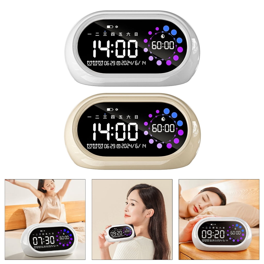 Modern Alarm Clock With Sound High Volumes Wake Up Snoozes Function Night Lamp Timer Stylish Home Decors