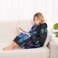 thumbnail image 4 of Black Blue Purple Butterfly Pattern Blanket Hoodies for Kids 6-13YR Oversize Wearable Blanket Hoodies for Boys Girls Teens, 4 of 7