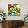 thumbnail image 3 of Tree Lake Mosaic Deer Bird Flower New Arrivals Rhinestone Pictures Personalized Gift, 30*30cm, frame not included.,A, 3 of 5