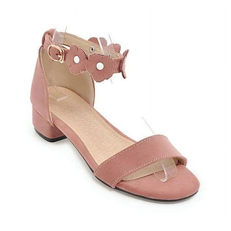 

IELGY Women s Frosted sandals All-match One-line strap Flowers Casual Open toe