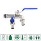 thumbnail image 1 of Grifo de salida doble de 1/2 pulgada Conector de manguera de latón Grifo de válvula de jardín (Azul) Likrtyny Libre de BPA, 1 of 8