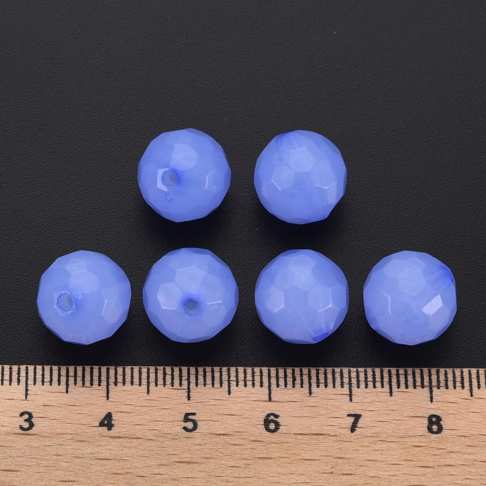 Imitation Jelly Acrylic Beads Faceted Round Medium Slate Blue 12x11.5mm Hole: 1.8mm 560pcs/500g