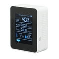 thumbnail image 3 of Monitor de calidad del aire 5 en 1 con aplicación Bluetooth, detector de dióxido de carbono, carga USB, TVOC, temperatura, humedad, HCHO y CO2., 3 of 14