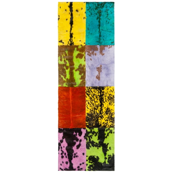 SAFAVIEH Studio Leather Johann Geometric Runner Rug, Black/Multi, 2'3" x 7'