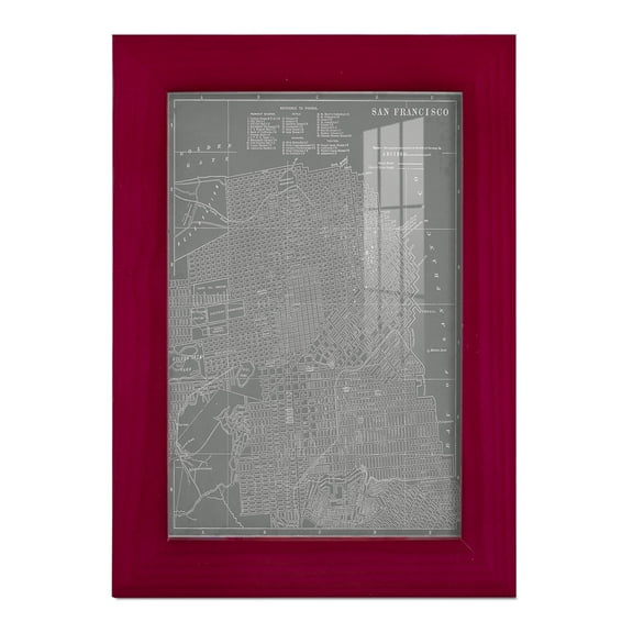 City Map of San Francisco -Framed Print w/glass-Cherry Red