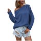 thumbnail image 1 of Gabardina para mujer largo de cuello Rojoondo de color sólido Suéter de punto de un solo pecho informal de talla grande (Azul, M), 1 of 5