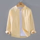 thumbnail image 2 of Camisas Para Hombre Manga Larga Camisa de manga larga y cómoda de algodón sólido con cuello para hombre (Yellow, XXL), 2 of 4