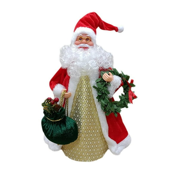 Santa Claus Christmas Tree Topper - Christmas Plush Santa Claus Tree Topper Light-up with Ornament Star, Yellow Treetop Xmas