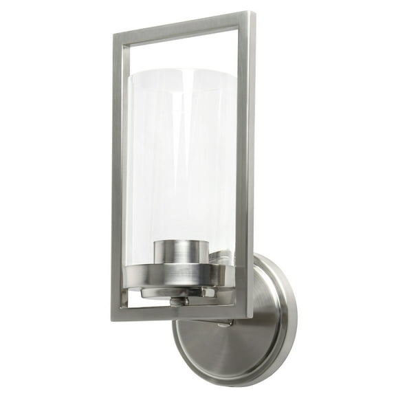 F15001-80-Sunset Lighting-Prestige - 1 Light Wall Sconce   Bright Satin Nickel Finish with Clear Glass