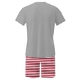 thumbnail image 4 of Mangas de Mano para los Hombres Raya Casual Casa Ropa de Dormir Manga Corta Cuello Redondo Y Pantalones Cortos Conjunto, Algodón Poliéster Salón Desgaste, 4 of 6