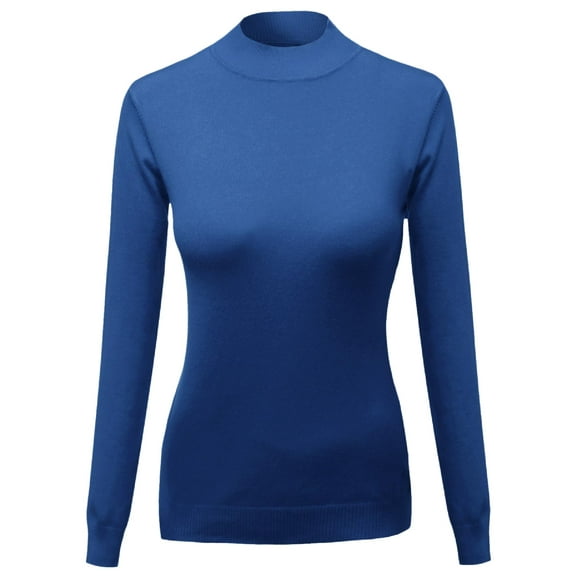 FashionOutfit Women's Silky Mock Turtle Neck Long Sleeve Knit Top Sweater