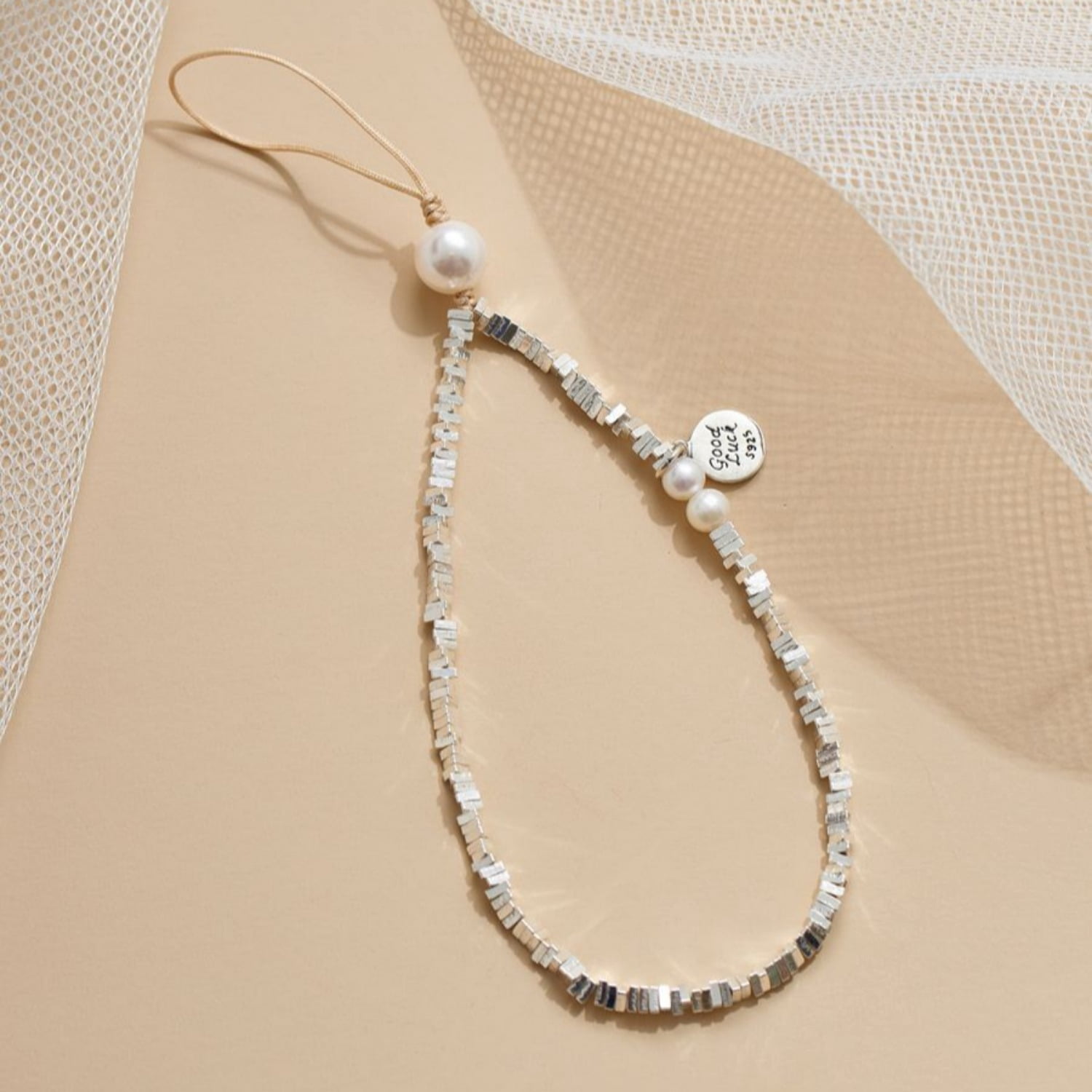 Silver Phone Chain Wrist Strap Anti-Drop Jewelry Lanyard Compatible with Unisex Phone Charm Accessory