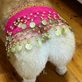thumbnail image 3 of Dog Waist Chain Butt Curtain Clothes, 6 Colors-Passionate Puppy Shaking Hip Dance Hip Scarf Decoration, Belly Dancer Skirt for Dogs, Corgi Dog Costume Belly Dance Style with Sequin (Rose red), 3 of 6
