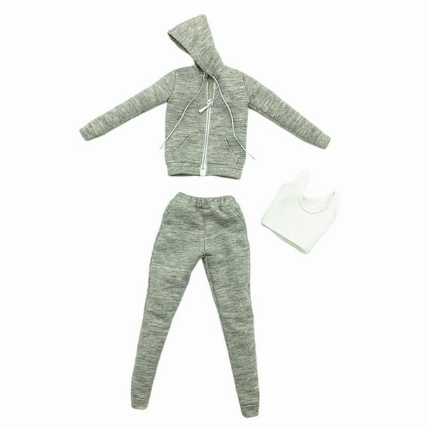 Ropa Casual para Mujer Zulema 1/6 Sudadera y Pantalones con Cremallera Gris Trajes de Figuras de Acción Femeninas