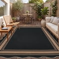 thumbnail image 6 of Nanan Scalloped Area Rug 8'x10' Edge Jute Rug, Washable Non Slip Low Pile Indoor Outdoor Rug Farmhouse Carpet for Living Room Dining Room Patio Entryway, Black Coffee, 6 of 10