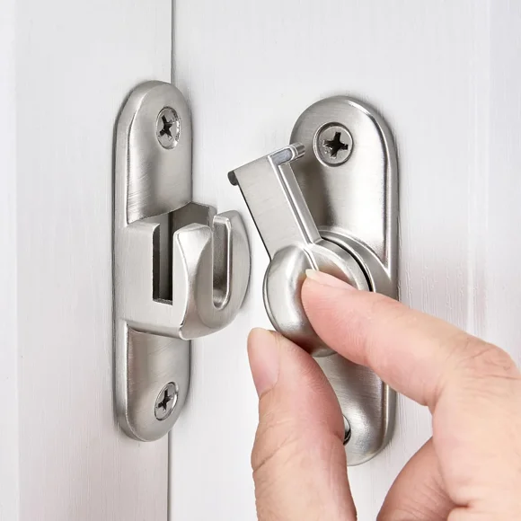 Silvery Barn Door Latches 90 180 Degree Gate Lock Flip Gate Latches Hardware Zinc Alloy Right Angle Door Lock Latch