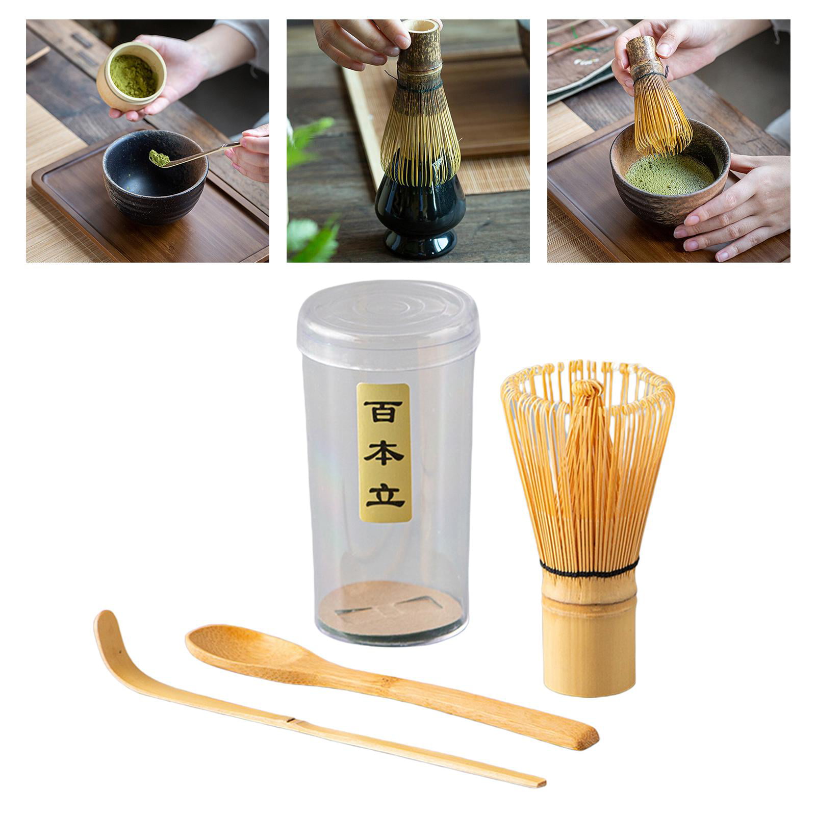 BambooMN Matcha Whisk Set - Golden Chasen (Tea Whisk) + Chashaku (Hooked  Bamboo Scoop) + Tea Spoon - 1 Set - Premium Matcha Set to Prepare a