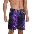thumbnail image 2 of Kdxio Purple Plant White Tiger Print Mens Sleep Shorts Bottoms Soft Comfy Pajama Wear Pants with Drawstring Pockets, 2 of 5