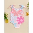 thumbnail image 6 of Baby Girl Swimsuit Floral Print Sleeveless Knotted Shoulder Strap U-Neck Bathing Suit, 6 of 10