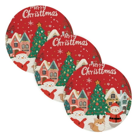 

3 Place Mat Pan Bowl Mat Teacup Mat 15x15x24 Inch Tray Mat Kitchen Pot Mat Hot Pot Mat Teapot Mat Table Protective Mat Santa Claus Picture